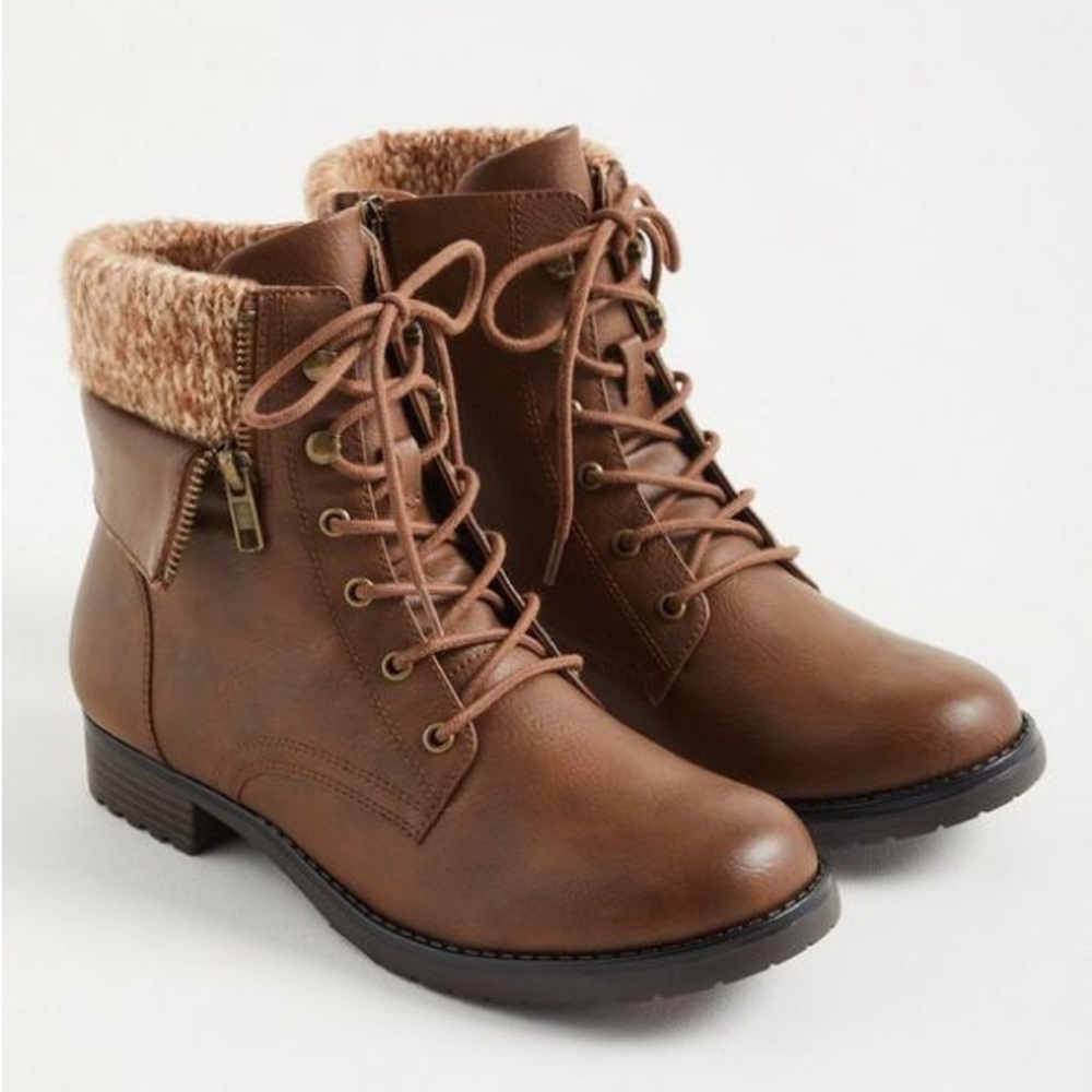 Torrid Foldover Sweater Combat Bootie